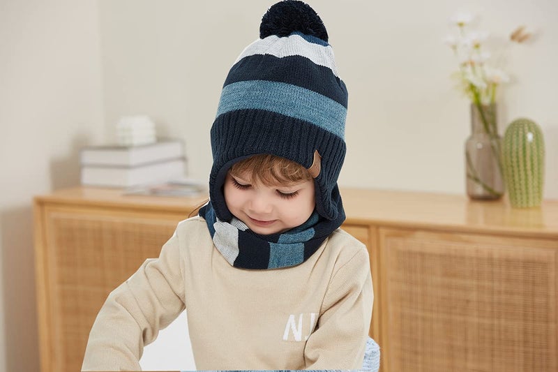 Moon Kitty Baby Boys Girls Beanie Hats Winter Fleece Skiing Winter Caps with Warm Ear Flap - Image 3